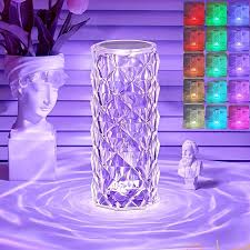 🔥50% de Réduction 🎁Lampe en cristal rose avec commande tactile au toucher